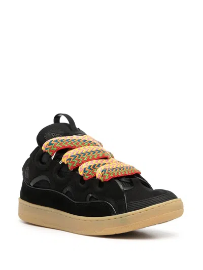 Shop Lanvin Curb Sneakers In Black Leather