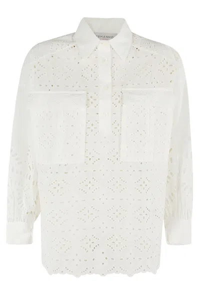 Shop Ermanno Firenze Camicia Manica Lunga In Off White