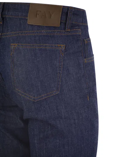 Shop Fay Denim 5-pocket Trousers  In Bluette