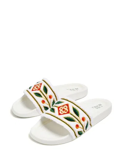 Shop Casablanca White Slippers With Embroidery