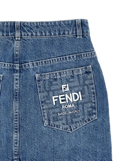 Shop Fendi Logo Embroidery Skirt