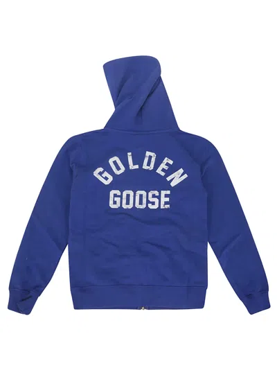 Shop Golden Goose Journey/ Boys Zipped Sweatshirt Hoodie In Mazarine Blue