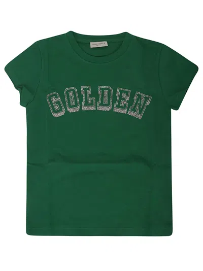 Shop Golden Goose Journey/ Girls T-shirt/ Cotton Jersey Golden G In Green Jacket/ Gold