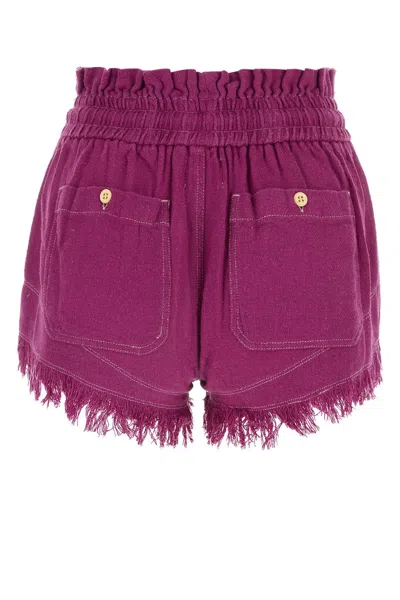 Shop Marant Etoile Tyrian Purple Silk Talapiz Shorts In Mauve
