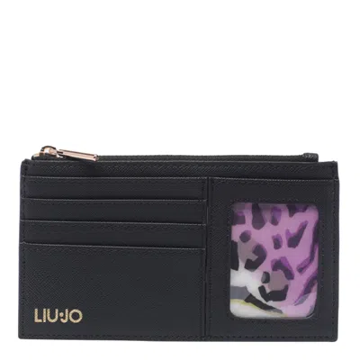 Shop Liu •jo Logo Cards Holder With Zip Liu-jo In Black