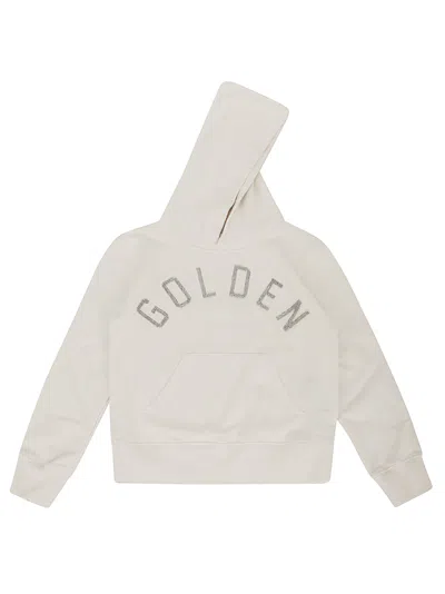 Shop Golden Goose Journey Girls Hoodie Sweatshirt With Golden Ho In Artic Wolf