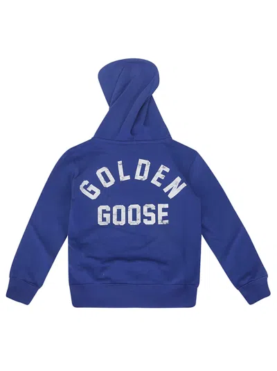 Shop Golden Goose Journey/ Boys Zipped Sweatshirt Hoodie In Mazarine Blue