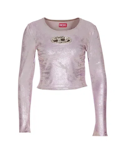 Shop Diesel De-top1-fse Long Sleeved Embellished Top