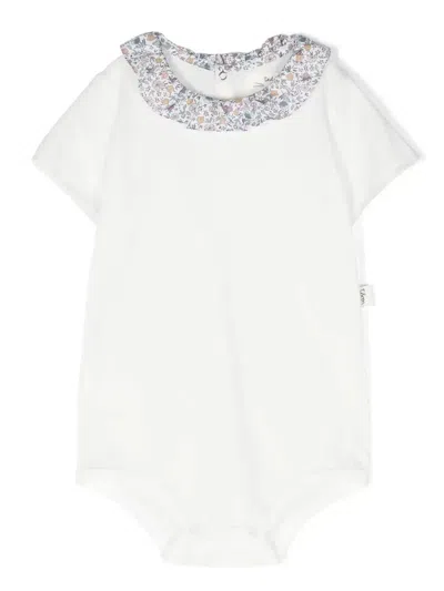 Shop Teddy &amp; Minou White Bodysuit With Multicoloured Ruffles