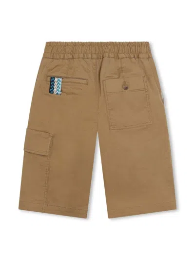 Shop Lanvin Dark Beige Bermuda Shorts With Logo And Curb Motif In Brown