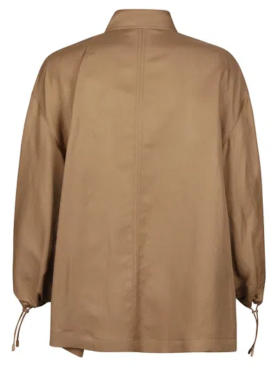 Shop Max Mara Buttoned Long-sleeved Top In Beige
