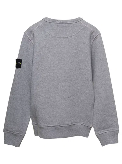 Shop Stone Island Junior Grey Long-sleeved Sweatshirt And Patch Logo With Buttons In Cotton Boy