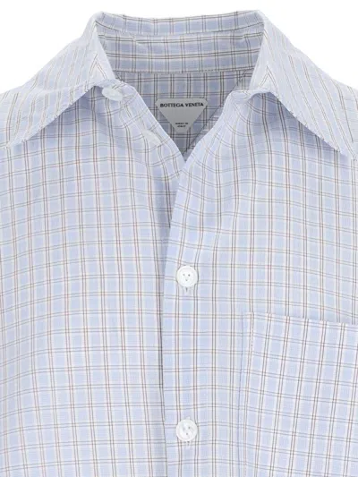 Shop Bottega Veneta Bv Embroidered Check Overshirt In Light Blue