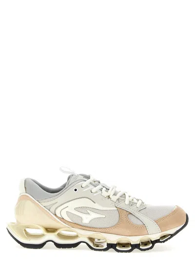 Shop Mizuno Wave Prophecy B2 Sneakers In White Sand