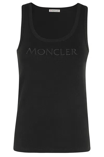 Shop Moncler Top Jersey In Nero
