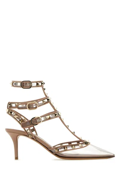 Shop Valentino Pvc And Leather Rockstud Pumps In Rose Cannelle