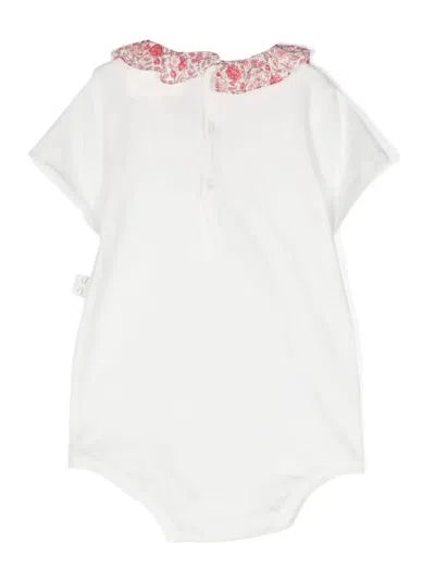 Shop Teddy &amp; Minou White Bodysuit With Poppy Coloured Ruffles