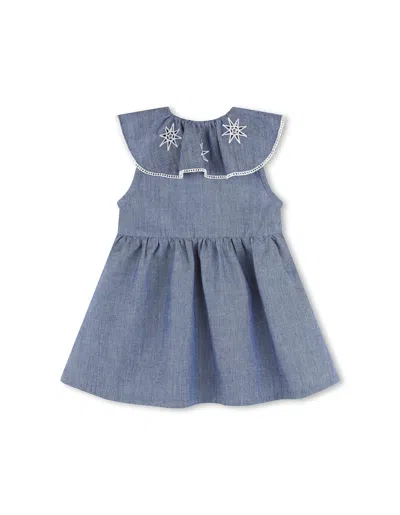 Shop Chloé Chambray Cotton Sleeveless Dress In Blue