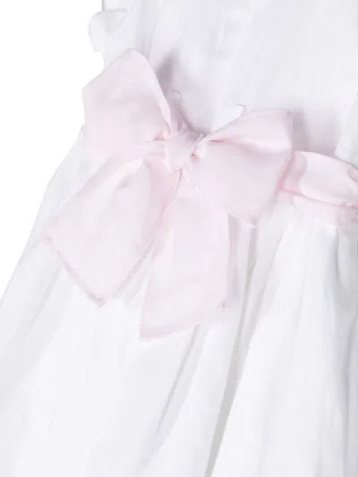 Shop Il Gufo White Linen Dress With Pink Belt