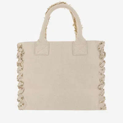 Shop Pinko Cotton Tote Bag With Logo  In Sand