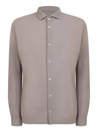 Shop Zanone Long-sleeved Button-down Shirt In Tortora