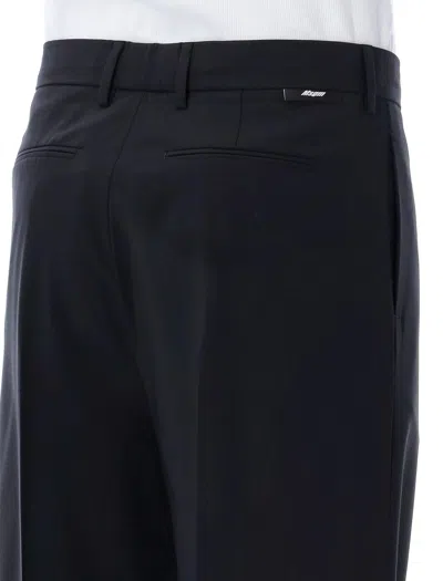 Shop Msgm Straight-leg Pleated-detail Tailored Trousers In Nero