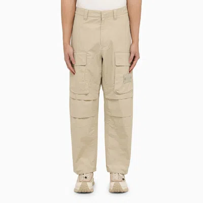 Shop Stone Island Regular Beige Cotton Trousers In V0090 Beige
