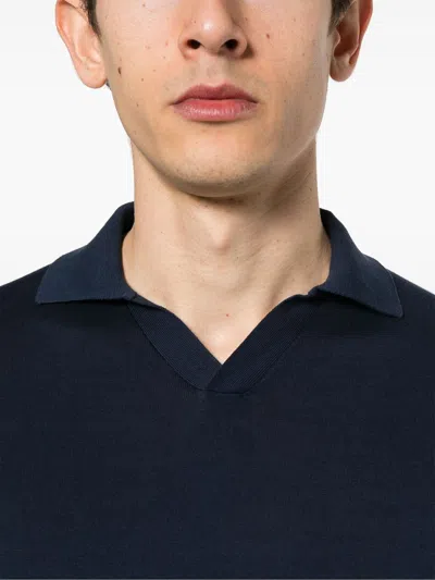 Shop Fedeli Fuji Cotton Polo Shirt In Blu