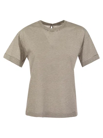 Shop Peserico Lightweight Striped Jersey T-shirt And Punto Luce