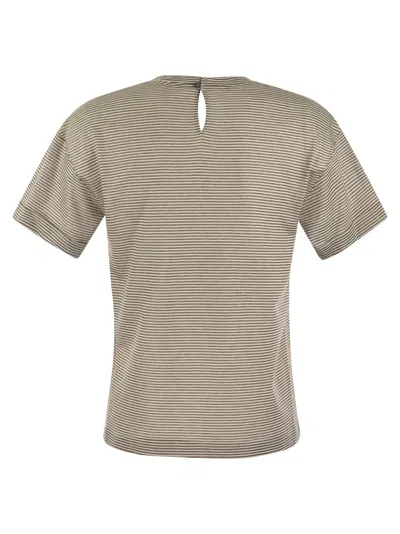 Shop Peserico Lightweight Striped Jersey T-shirt And Punto Luce