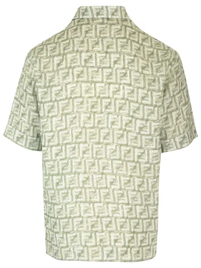 Shop Fendi Linen Shirt In Green