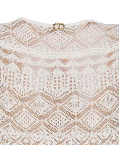 Shop Twinset Lace Effect Mini Knit Dress