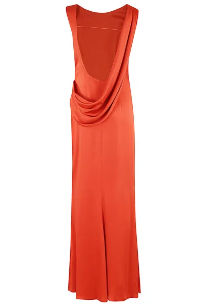 Shop Simkhai Tommy Sl Open Back Gown In Flame