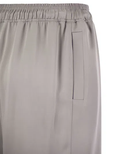 Shop Elisabetta Franchi Satin Crepe Jogger Trousers In Grey