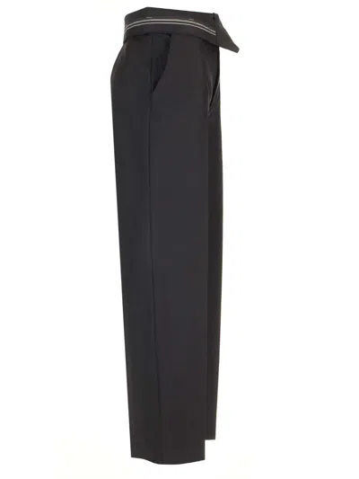 Shop Fendi Black Mohair And Wool Trousers