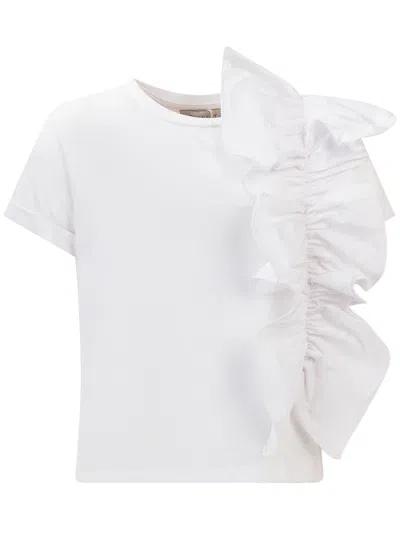 Shop Twinset Volant T-shirt In White