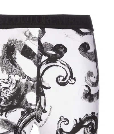 Shop Versace Jeans Couture Watercolor Baroque Leggings In White