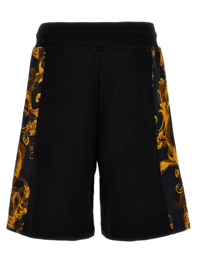 Shop Versace Jeans Couture Contrast Band Bermuda Shorts In Black