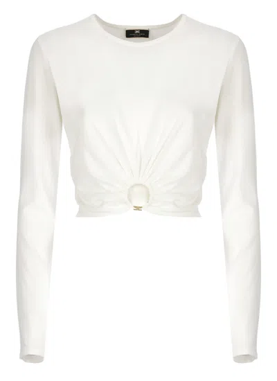 Shop Elisabetta Franchi Viscose Sweater In Ivory