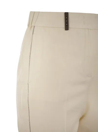 Shop Peserico Stretch Viscose Blend Canvas Trousers