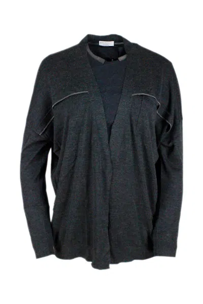 Shop Brunello Cucinelli V-neck Cardigan In Grey Dark