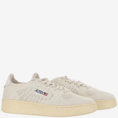 Shop Autry Medalist Easeknit Low Fabric Sneakers In White
