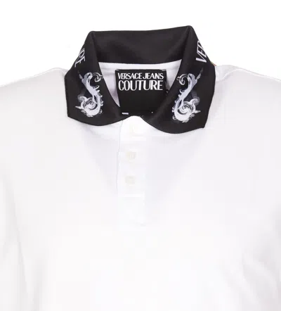 Shop Versace Jeans Couture Watercolor Collar Polo In White