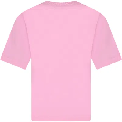 Shop Moschino Pink T-shirt For Girl With Multicolored Print And Teddy Bear