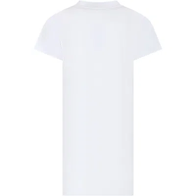 Shop Moschino White Dress For Girl With Logo And Heart