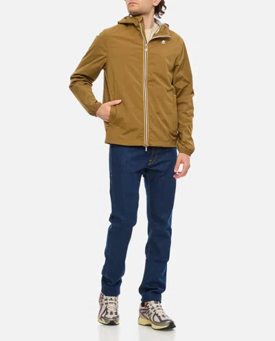 Shop K-way Jack Stretch Nylon Jersey Jacket Blazer In Brown Corda
