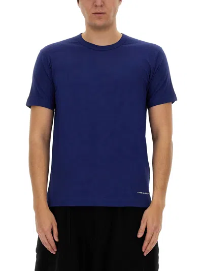 Shop Comme Des Garçons Shirt T-shirt With Logo T-shirt In Navy