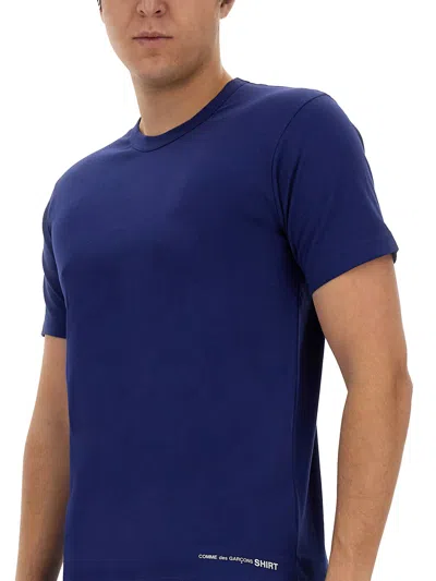 Shop Comme Des Garçons Shirt T-shirt With Logo T-shirt In Navy