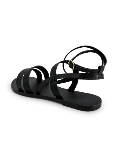 Shop Manebi Mika Leather Sandals In Black