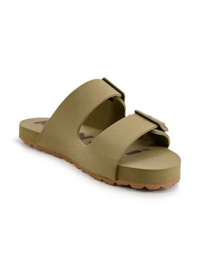 Shop Manebi Hamptons Suede Sandals In Kaki Green